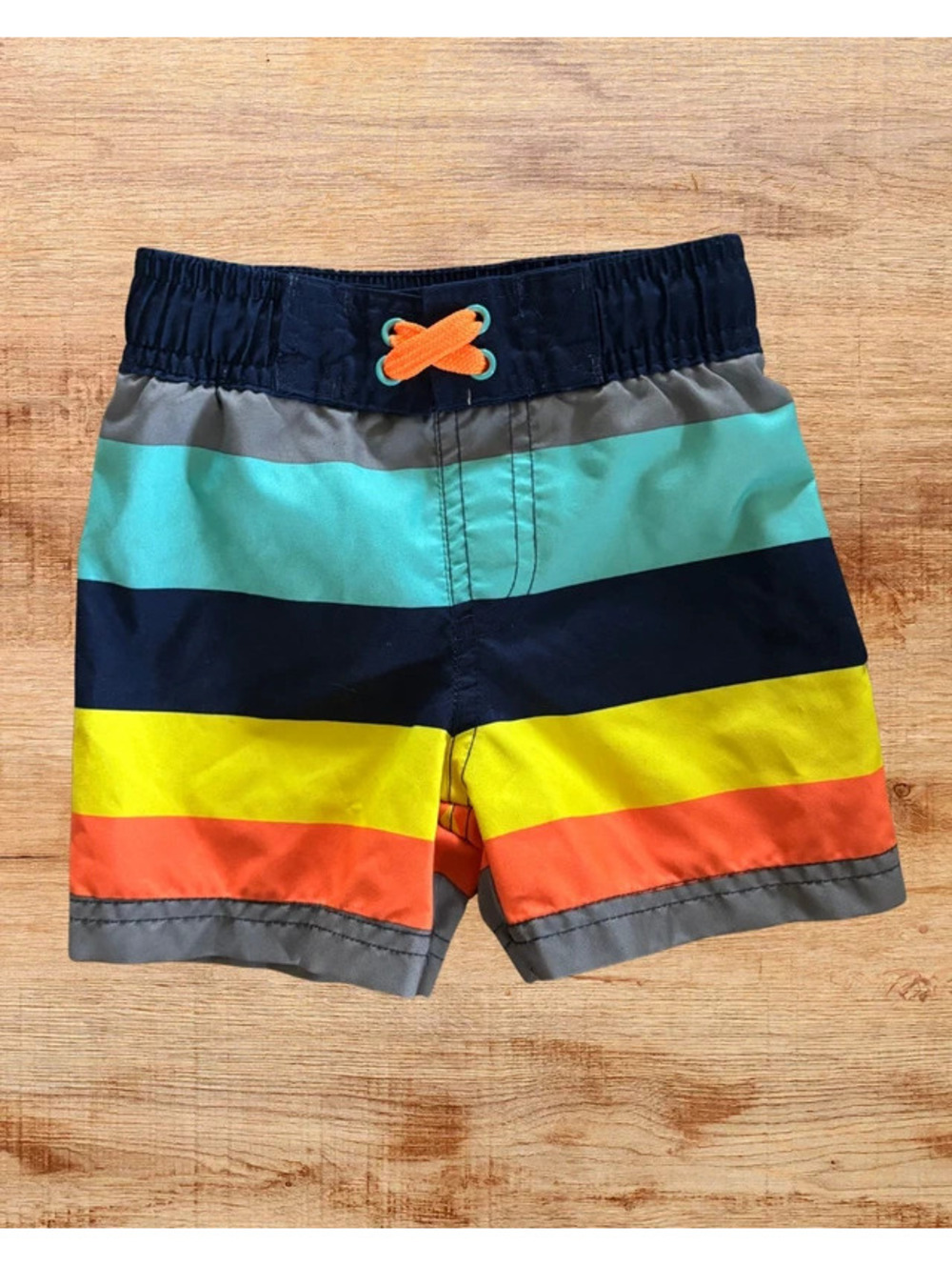 Cat & Jack Baby Boy 9M Striped Swim Trunks Colorblock Board Shorts